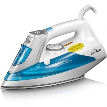 Kealive Plancha de Vapor, 2200W Plancha Ropa con Tanque de Agua Extraíble - Golpe de Vapor 190g/min, Anti-Escala, Auto Limpieza, Recubrimiento de Silicona y Suela Acero Inoxidable, Azul/Blanco