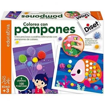 Diset- Colorea con Pompones Juego Educativo, Multicolor