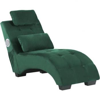Chaise Longue de Terciopelo Azul Oscuro con Altavoz Bluetooth y Puerto USB - Modelo Simorre