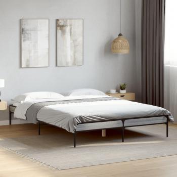 Cama de madera y metal gris Sonoma 160x200 cm