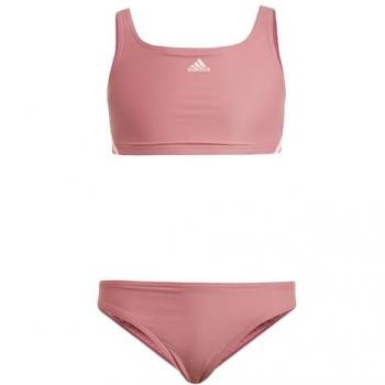 Bikini Adidas 3 Bandas para Niñas - Traje de Baño de Dos Piezas en Color Preloved Crimson / Pink Spark, Talla 14-15 Años