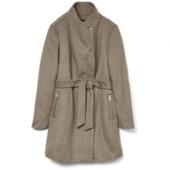 Vero Moda Women's 3/4 Wool Jacket with Belt, Silver Mink Melange