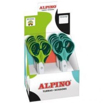 Expositor Alpino PT0061 de 12 Tijeras Escolares Multicolor para Escritorio y Manualidades con Corte Recto