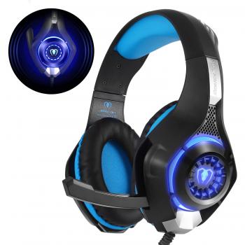 Beexcellent GM-1 - Auriculares Gaming para PS4 PC, Cascos Ruido Reducción de Diademas Cerrados Profesional con Micrófono Limpio Sonido 3.5mm, Azul