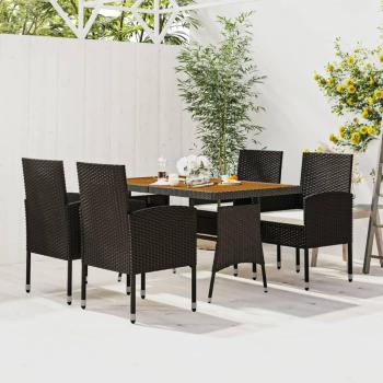 5 Piece Black Poly Rattan Outdoor Dining Set