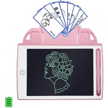 Tableta LCD de Dibujo y Escritura Portátil de 8,4 Pulgadas con Bloqueo de Borrado y Batería Recargable - Incluye Tarjetas de Aprendizaje (23x0x20