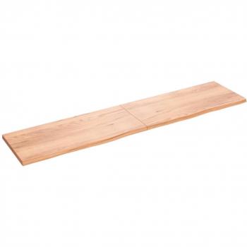 Estante de pared marrón 220x50x(2-4) cm de roble macizo tratado