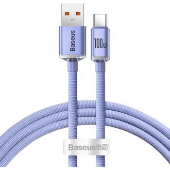 Cable USB-C a USB-A Baseus Crystal Shine 100W 1.2m Morado