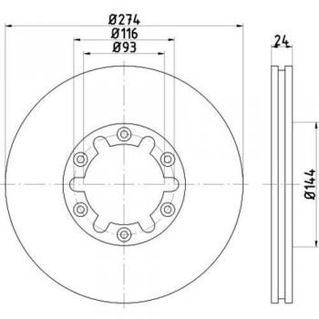Disco de freno ventilado HELLA 8DD 355 111-741 para FORD Ranger Mk2 y MAZDA Serie B Pick-up