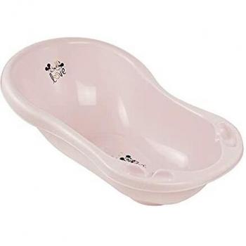 Bañera Ergonómica para Bebés Minnie con Tapón, 84 cm, Color Rosa Pastel, de 0 a 12 Meses