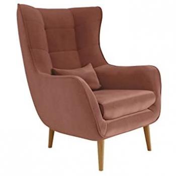 Sillón Comfivo 204 Tapizado en Rosa con Patas de Madera - 106x80x95cm