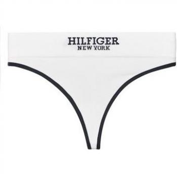 Tanga Tommy Hilfiger Monotype Rib blanco azul marino - L