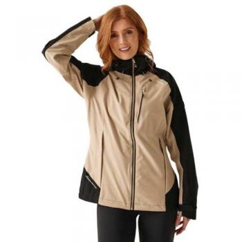 Regatta Women's Birchdale Waterproof Hooded Jacket in Taupe and Black, Size 18