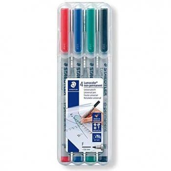 Staedtler 316 WP4. Rotuladores de punta fina Lumocolor. Estuche con 4 colores.
