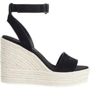 Calvin Klein Sandalias de piel con cuña para mujer en negro