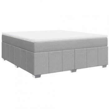Cama Box Spring con colchón de tela gris claro 180x200 cm