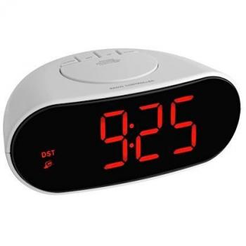 TFA Reloj Despertador Digital LED, Blanco