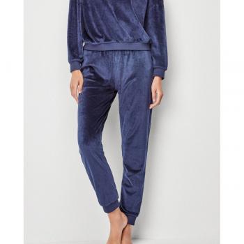 Pantalón de mujer largo en tejido de terciopelo