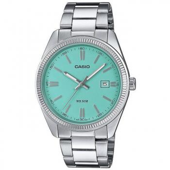 Reloj Casio Collection MTP-1302PD-2A2VEF Analógico para Hombre, 44mm, Esfera Azul Claro, Caja y Pulsera de Acero Inoxidable Plata