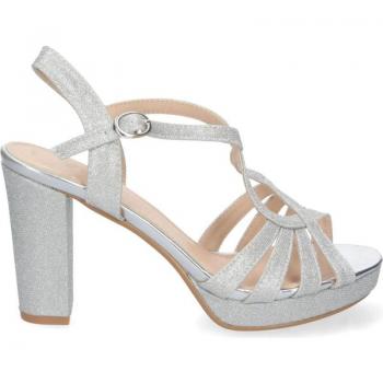 PuntoSalao Sandalias de Tacón Plateadas de Fiesta para Mujer W18-73 con Diseño Metalizado y Disponibles en Varios Colores