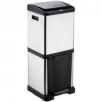 Protección enropp - Designer Acero Inoxidable Doble Cubo de basura para Hogar y de basura orgánica 1 x 18 L y 1 x 16 L)