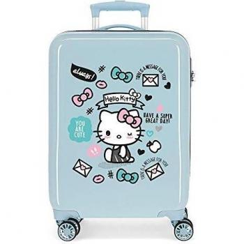 Hello Kitty You Are Cute Maleta de Cabina Azul 38x55x20 cms Rígida ABS Cierre combinación 35L 2,3Kgs 4 Ruedas Equipaje de Mano