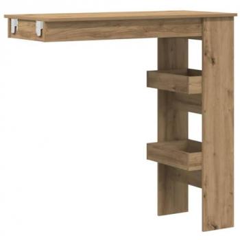 Wall Bar Table - Artisan Oak 102x45x103.5 cm Engineered Wood with Storage Compartments
