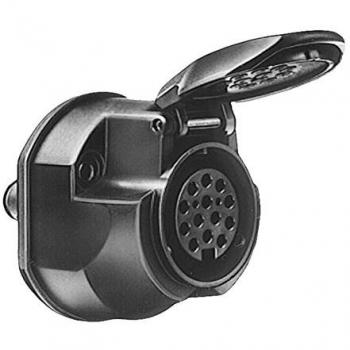 Toma de remolque HELLA 8JB 005 949-012 - Conector de 13 pines con desconexión de luz antiniebla trasera - Negro