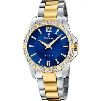 Reloj Festina Mademoiselle F20594/2 para Mujer, Esfera Azul, Bicolor de Acero Plateado