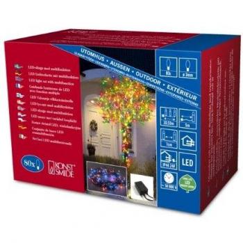 Guirnalda LED Micro Multicolor 80 luces 10.5m para exterior Konstsmide 3630-500 con 8 funciones
