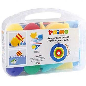 Maletín de Pintura a Témpera 6 Colores Premezclados 44 ml con Accesorios para Niños +3 Años