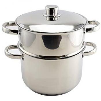 Cuscusera Royalty Line de acero inoxidable 8L, Ø23cm, para cocción al vapor, color plateado