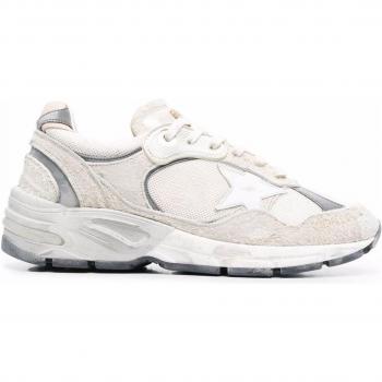Golden Goose Women's Dad-Star Distressed White/Grey Sneakers, Size 37, GWF00199F002156