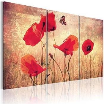 FORMATO GRANDE + Impresion en calidad fotografica + 3 partes + flores + cuadro 030110-4 + 120x80 cm +++ GRAN VARIEDAD DE CUADROS Y IMPRESOS ARTÍSTICOS EN NUESTRA TIENDA VIRTUAL +++