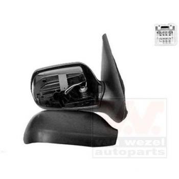 Espejo retrovisor VAN WEZEL 2740808 con carcasa de plástico, ajuste manual, vidrio convexo, diseño específico para el lado del conductor, acabado en negro y compatible con varios modelos de vehículos