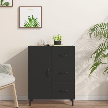 Aparador de madera contrachapada negro 69,5x34x90 cm - Mueble de Almacenaje de Salón, Buffet para salón Moderno, Armario Auxiliar, Armario de Almacenamiento