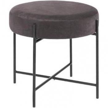 Taburete Atmosphera Arty Gris en Terciopelo - Diseño Moderno y Compacto, con estructura compacta, tapizado en terciopelo gris, estilo moderno, ideal para decoración de interiores