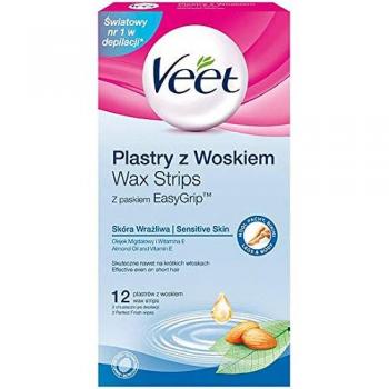 Veet Wax Strips for Sensitive Skin, Pack of 12