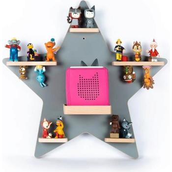 Estante de Madera en Forma de Estrella para Niños con Soporte para Toniebox y Figuras