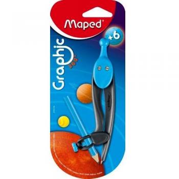 Compás Gráfico 360° MAPED - Ramas de plástico de fibra de vidrio - Anillo universal - A partir de 6 años
