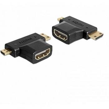 DeLOCK - Adaptador HDMI-A Hembra a HDMI-C + HDMI-D Macho