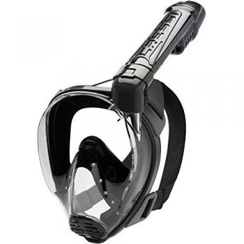 Cressi Máscara Integral de Snorkel Baron Unisex - Visión Grande, Tubo Respirador, Color Negro/Negro, Talla S/M