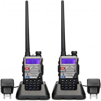 Retevis RT5RV Walkie Talkie Profesional 5W 128Canales VOX DTMF FM Radio Doble Banda Doble Frecuencia Radio Bidireccional con Auricular