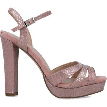 Sandalias de tacón Menbur con tiras entrecruzadas y acabado brillante en color rosa para fiesta