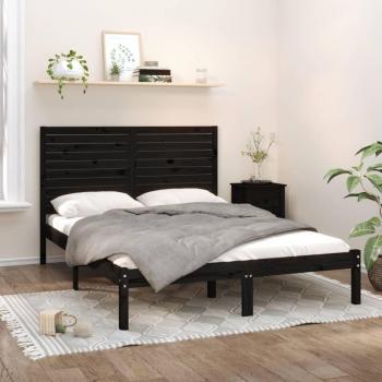 Cama negra de madera maciza 140x200 cm
