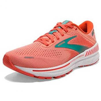 Brooks Adrenaline GTS 22 Women's Stability Running Shoe - Coral/Grey, Size 38.5