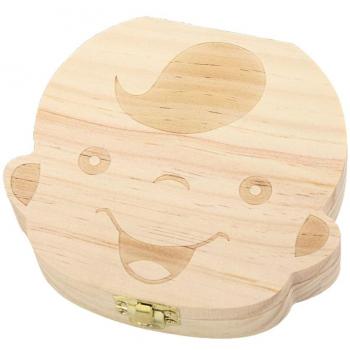 almondcy Boy & Girl módulo de diente caja Durable bebé leche dientes guardar dibujos animados patrón cajas de almacenamiento de madera – gran regalo para bebé del recuerdo