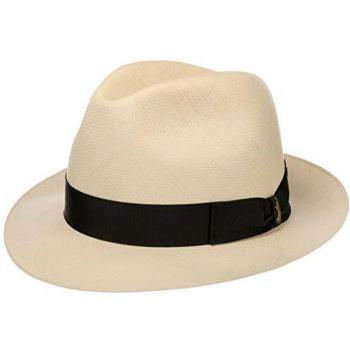 Borsalino Sombrero Panamá Prestige Bogart Mujer/Hombre - de Verano Sombreros Hombre con Banda Grosgrain Primavera/Verano - 57 cm Natural