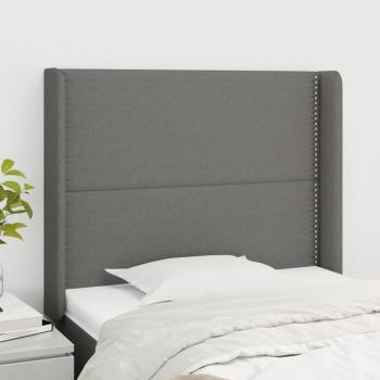 Cabecero con orejas de tela gris oscuro 83x16x118/128 cm vidaXL