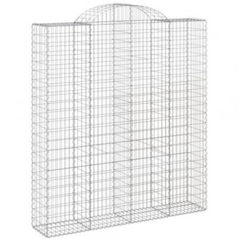 Cestas de gaviones 14 uds forma de arco hierro 200x50x220/240cm Plateado